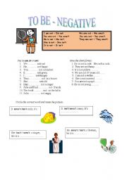 English Worksheet: TO BE - negative