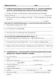 English Worksheet: Comparisons for higher level students