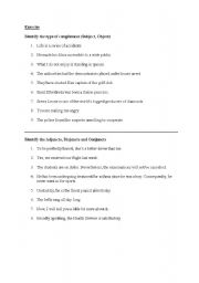 English worksheet: complements (direct/indirect)