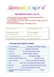 English Worksheet: Adjectives ending in  -ing and -ed