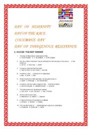 English Worksheet: The Day of Hispanity/ The Day of the Race/ Columbus� Day