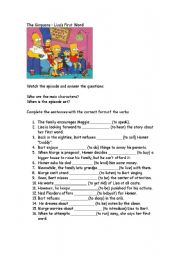 English Worksheet: The Simpsons - Lisas First Word - Using Infinitives and Gerunds
