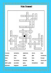 English worksheet: Music Crossword