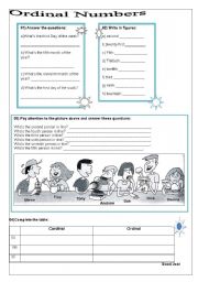 English Worksheet: ordinal numbers