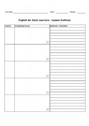 English worksheet: Lesson Outliner: 5-day