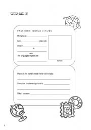 English Worksheet: Who am I?  World Citizen Passport