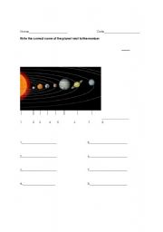 English Worksheet: Solar System