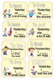 irregular verbs cards- fill gaps 1/2