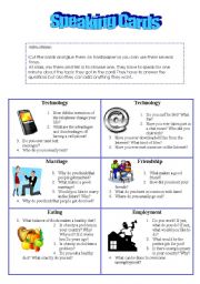 English Worksheet: Speaking cards