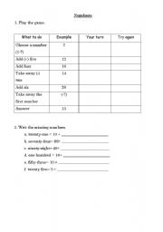 English worksheet: Numbers-game