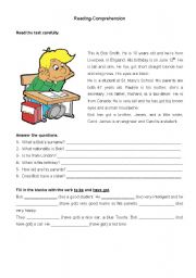 English Worksheet: Reading-Comprehension