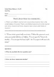 English Worksheet: Comparing Lincoln and Obama