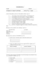 English Worksheet: test of the main celebrations in the world