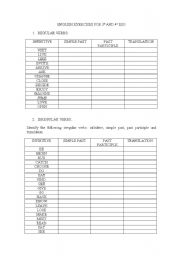 English worksheet: REGULA AND IRREGULAR VERBS