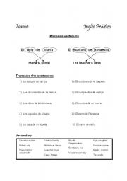 English Worksheet: Possessive (English/Spanish)