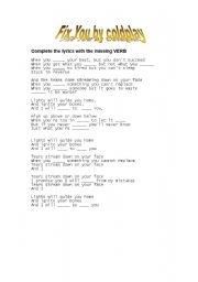 English Worksheet: Song fix you (coldplay)