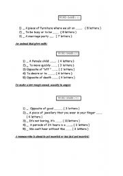 English Worksheet: word game (vocabulary)