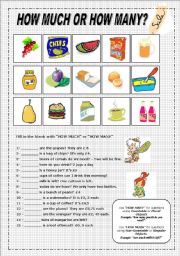 English Worksheet: How Much or How Many ?