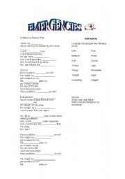 English worksheet: EMERGENCIES