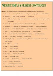 English Worksheet: Present Simple and Continuous