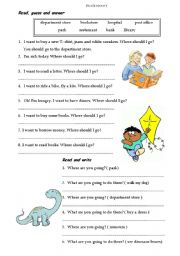 English Worksheet: quizzes on common places