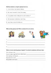 English worksheet: Going to future