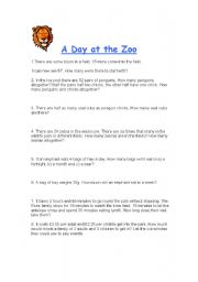English Worksheet: A Day at the Zoo