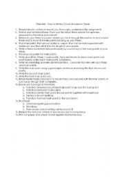 English Worksheet: Checklist:  How to Write a Good Academic Paper