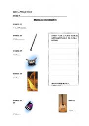 English worksheet: Musical instruments