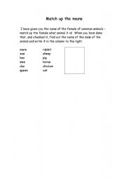 English worksheet: matching the nouns