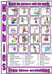 English Worksheet: Free_time_activities_matching