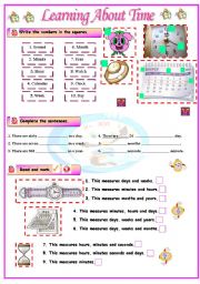 English Worksheet: learning about time