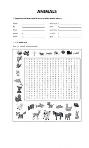 English Worksheet: ANIMALS