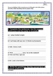 English Worksheet: Present continuous