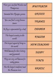 English Worksheet: Countries & Definitions