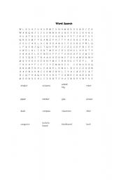 English Worksheet: school word search