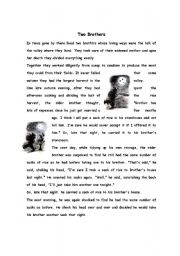 English Worksheet: storytelling two brothers