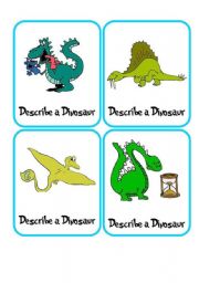 English Worksheet: Describe a Dinosaur ****SUPER GAME/ FLASH CARDS****