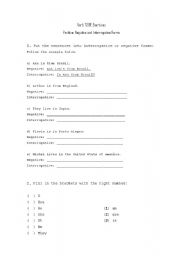 English worksheet: Present Simple Verb TO BE
