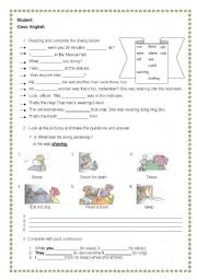 English Worksheet: Past continuous