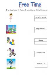 English worksheet: free time worksheet