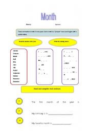 English worksheet: months 