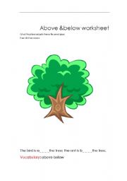 English worksheet: above below