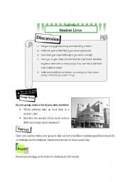 English worksheet: Student Life - Discussion