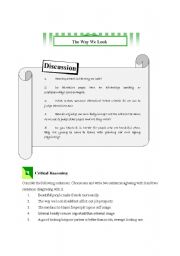 English worksheet: The way we look- discussion