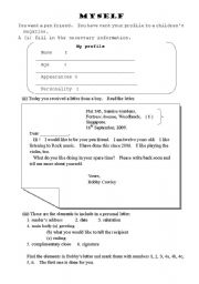 English Worksheet: Myself 