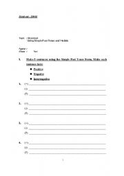 English worksheet: Past Tense - Modals Exercises