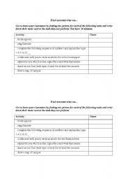 English worksheet: get to know