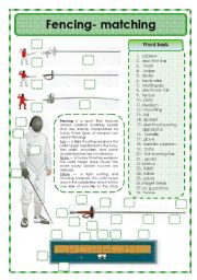 English Worksheet: Fencing - matching exercise