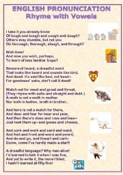 English Worksheet: Pronunciation Poem with vowels 